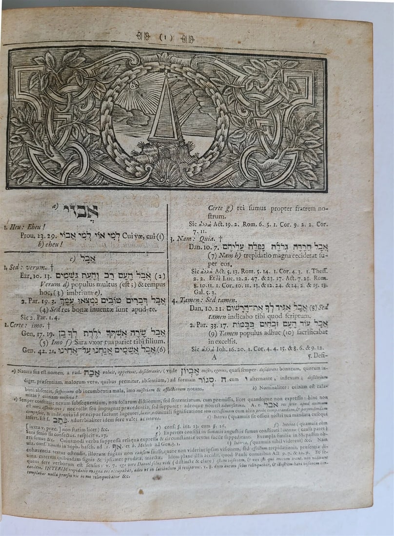 1734 BIBLE HEBREW CONCORDANCE antique VELLUM BOUND Judaica - 3
