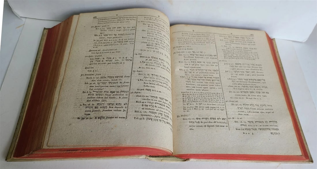 1734 BIBLE HEBREW CONCORDANCE antique VELLUM BOUND Judaica - 5