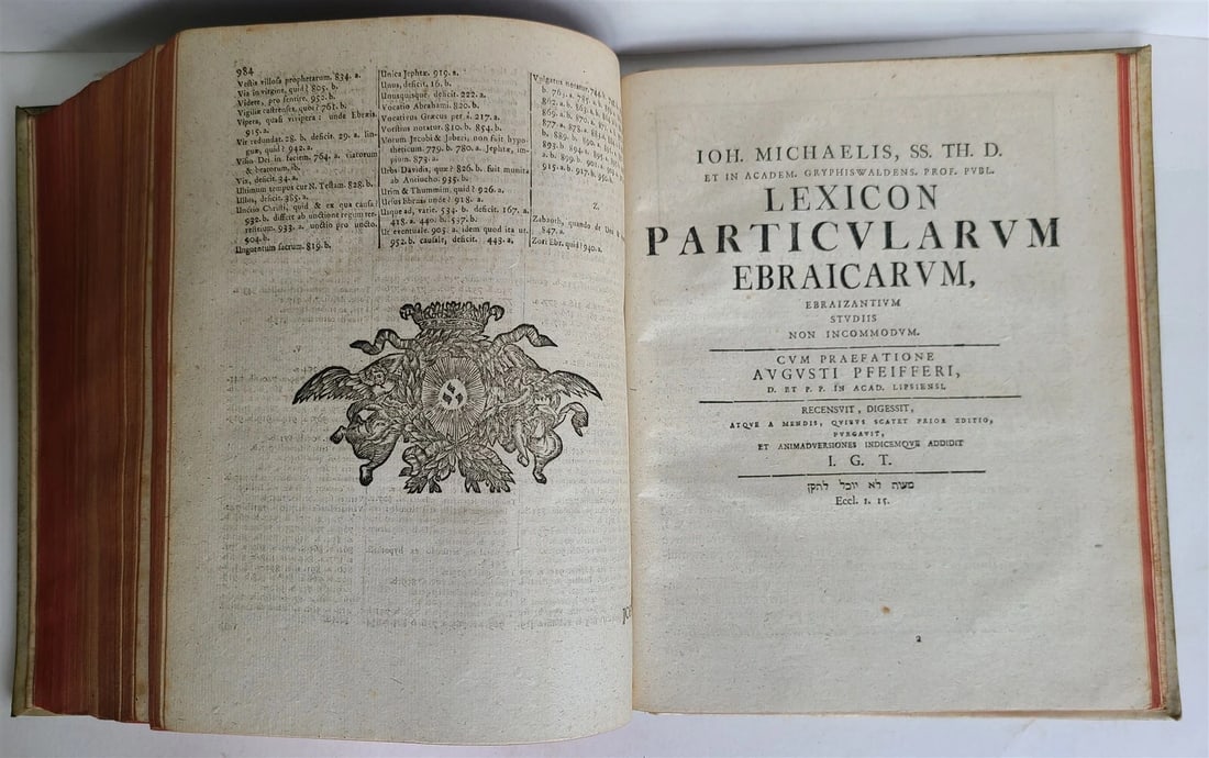 1734 BIBLE HEBREW CONCORDANCE antique VELLUM BOUND Judaica - 7