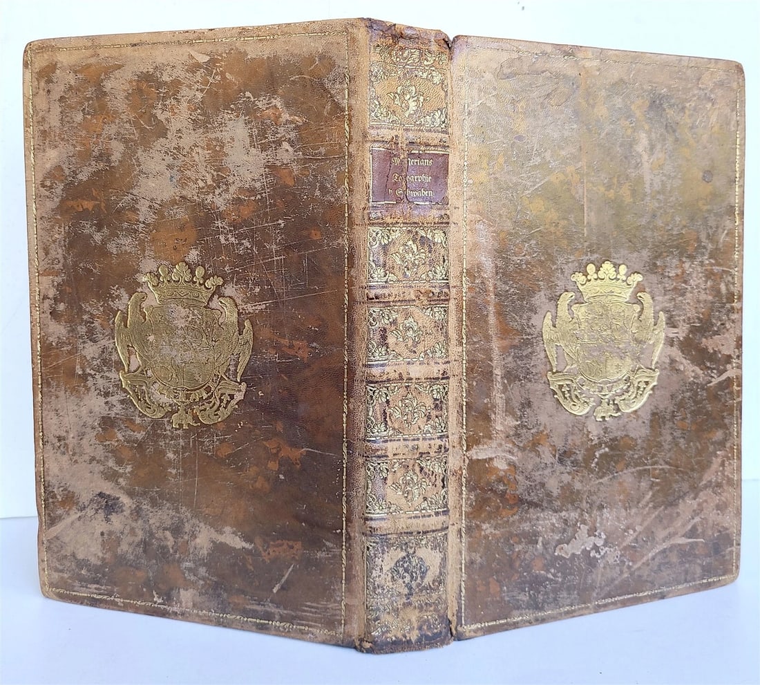 1654 GERMAN HISTORY & GEOGRAPHY of SWABIA antique Adam Gottlob von Moltke crest - 2