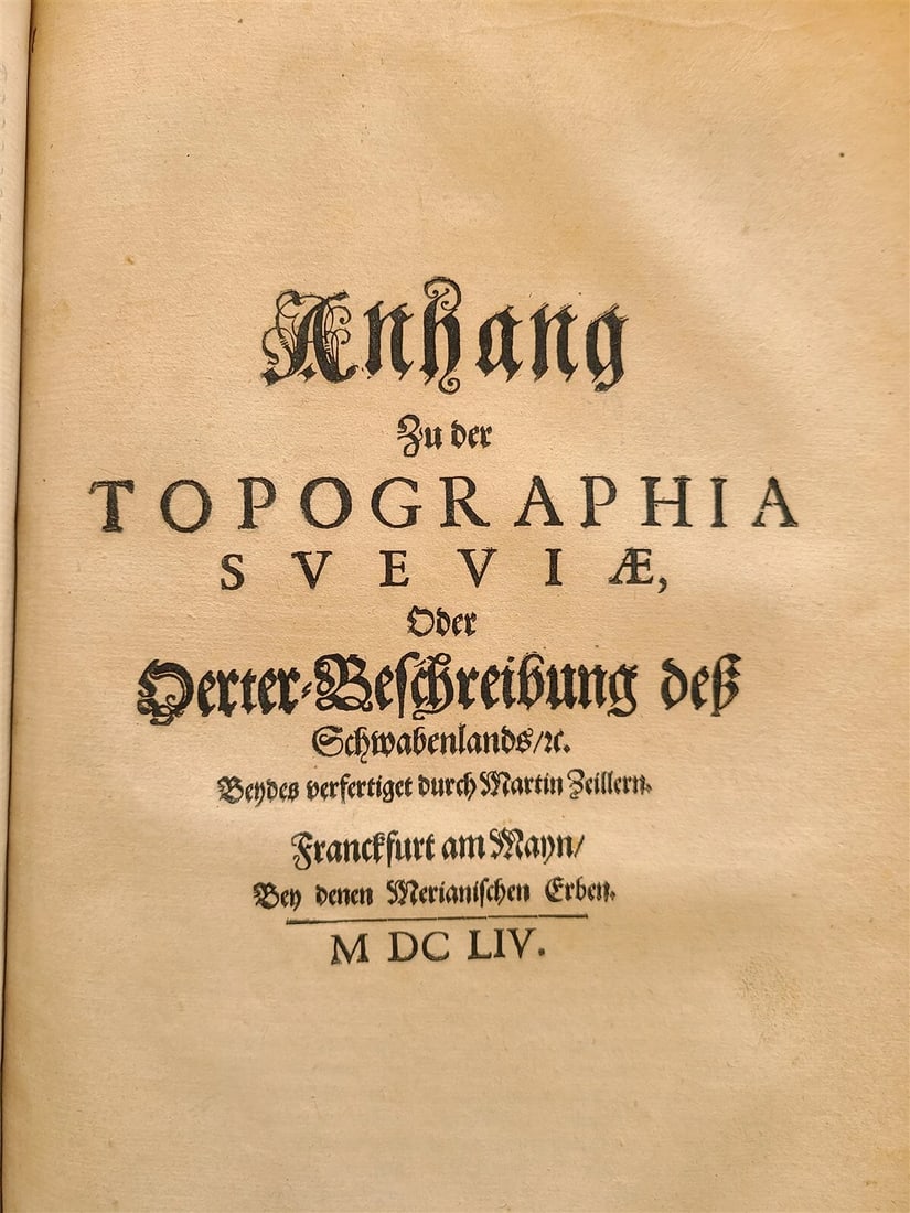 1654 GERMAN HISTORY & GEOGRAPHY of SWABIA antique Adam Gottlob von Moltke crest - 3