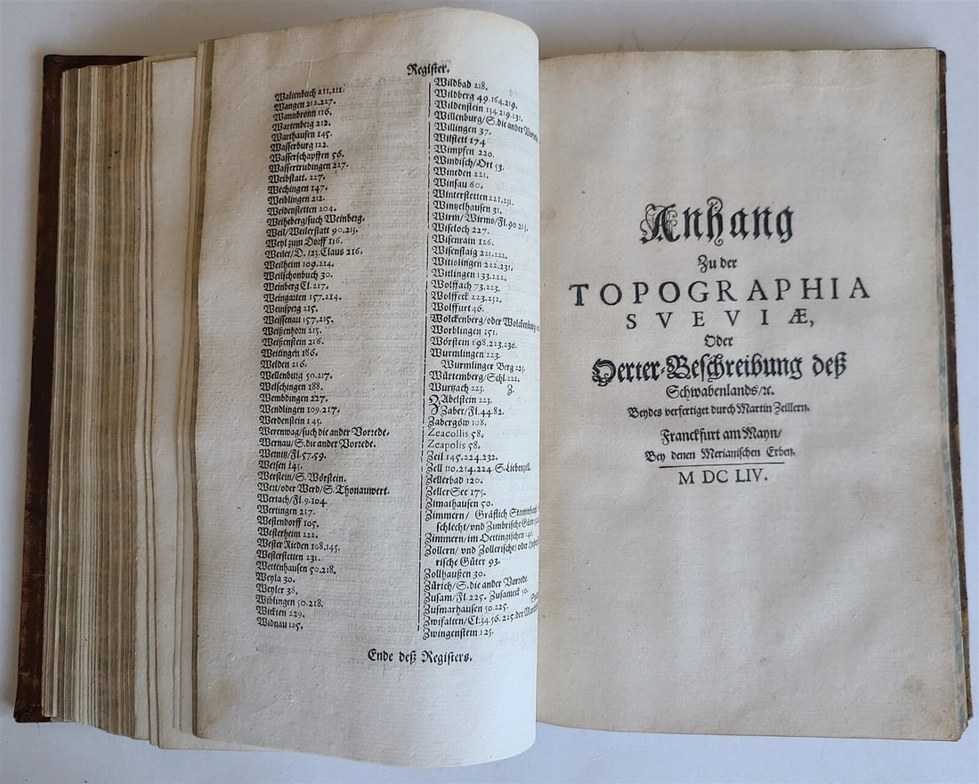 1654 GERMAN HISTORY & GEOGRAPHY of SWABIA antique Adam Gottlob von Moltke crest - 8