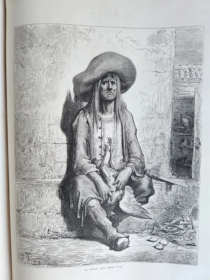 1868 FABLES DE LA FONTAINE antique GUSTAVE DORE ILLUSTRATED MASSIVE FOLIO - 10