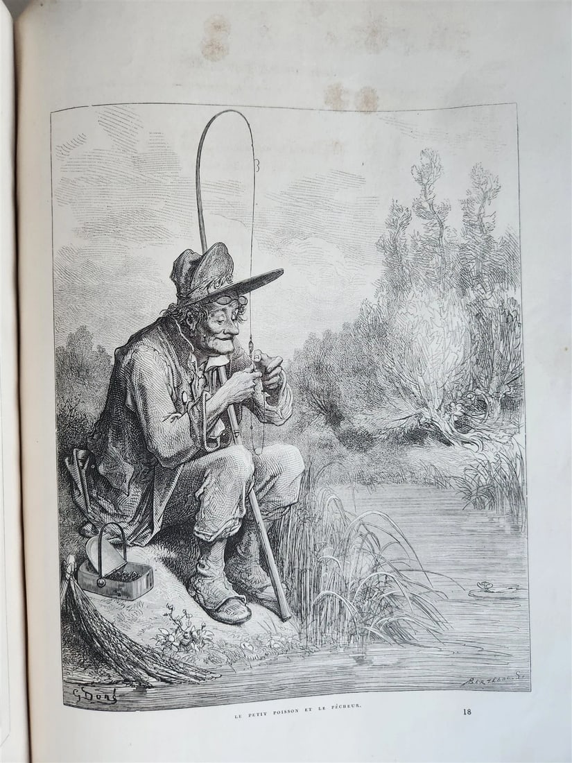 1868 FABLES DE LA FONTAINE antique GUSTAVE DORE ILLUSTRATED MASSIVE FOLIO - 14