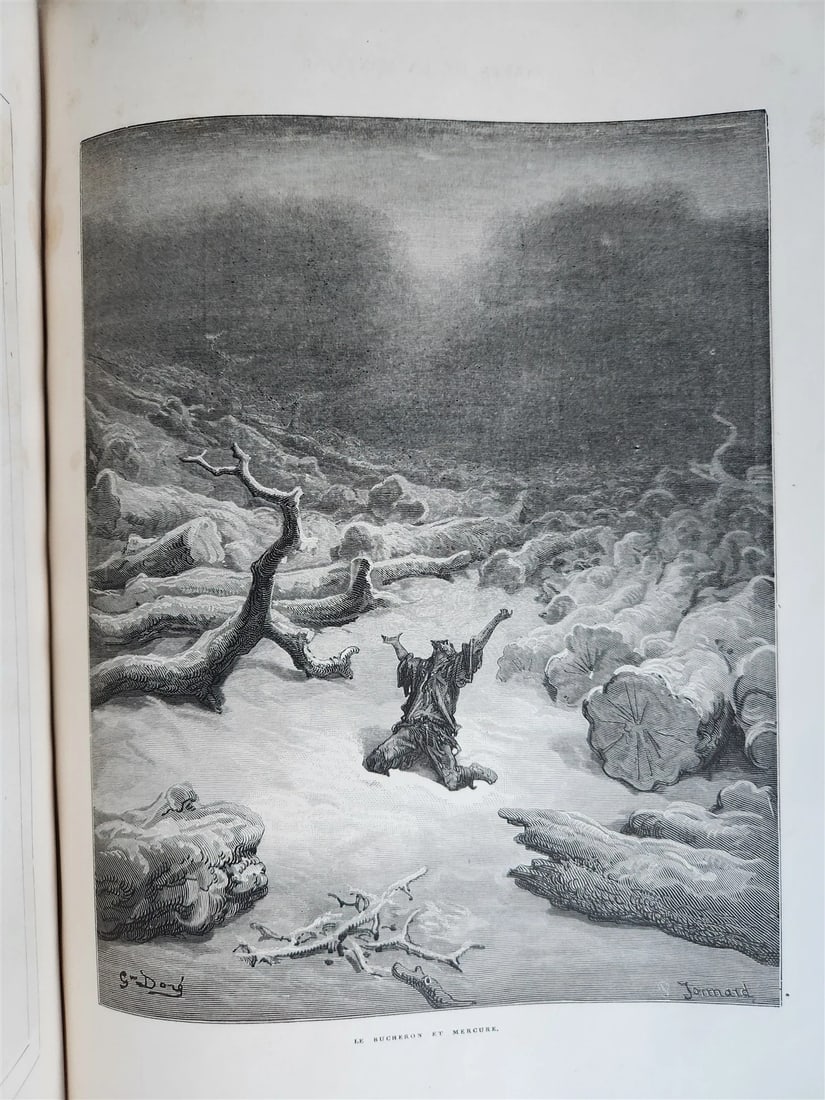 1868 FABLES DE LA FONTAINE antique GUSTAVE DORE ILLUSTRATED MASSIVE FOLIO - 16