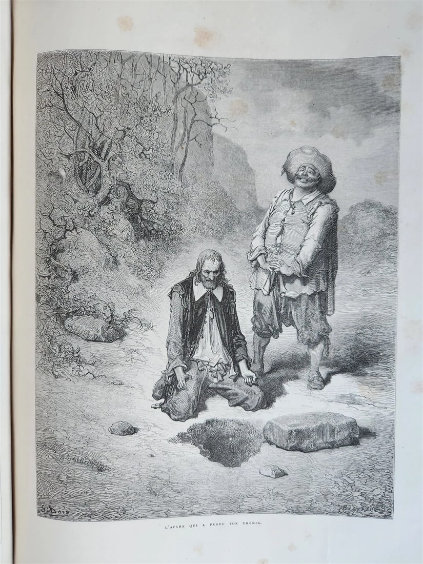 1868 FABLES DE LA FONTAINE antique GUSTAVE DORE ILLUSTRATED MASSIVE FOLIO - 17