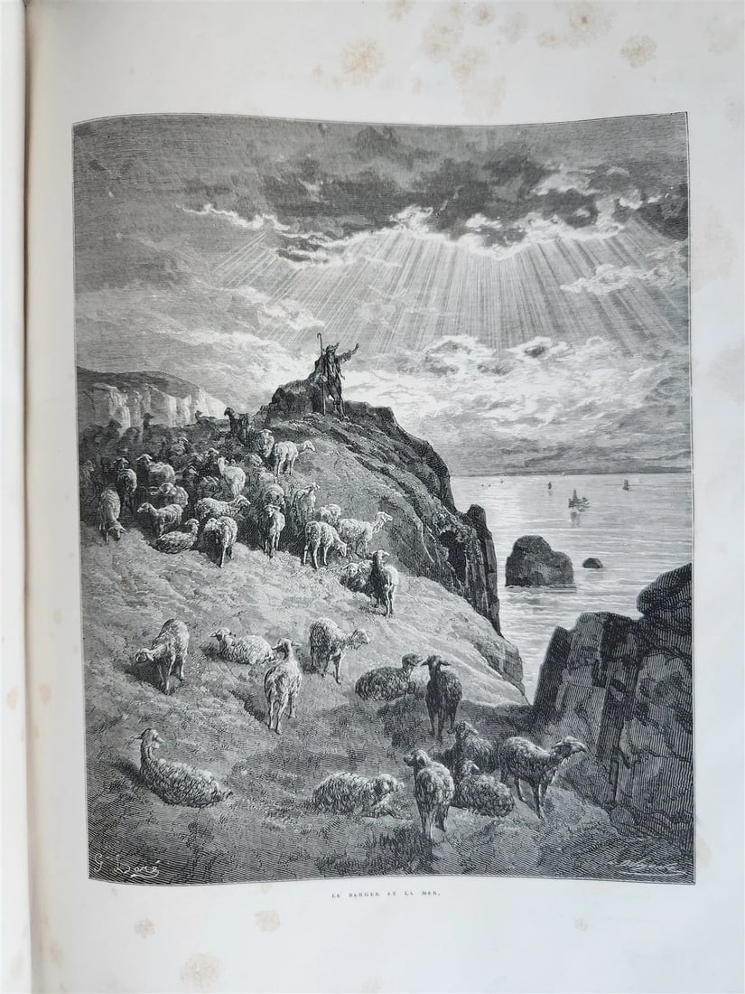 1868 FABLES DE LA FONTAINE antique GUSTAVE DORE ILLUSTRATED MASSIVE FOLIO - 18
