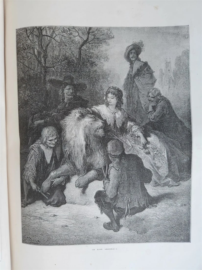 1868 FABLES DE LA FONTAINE antique GUSTAVE DORE ILLUSTRATED MASSIVE FOLIO - 19