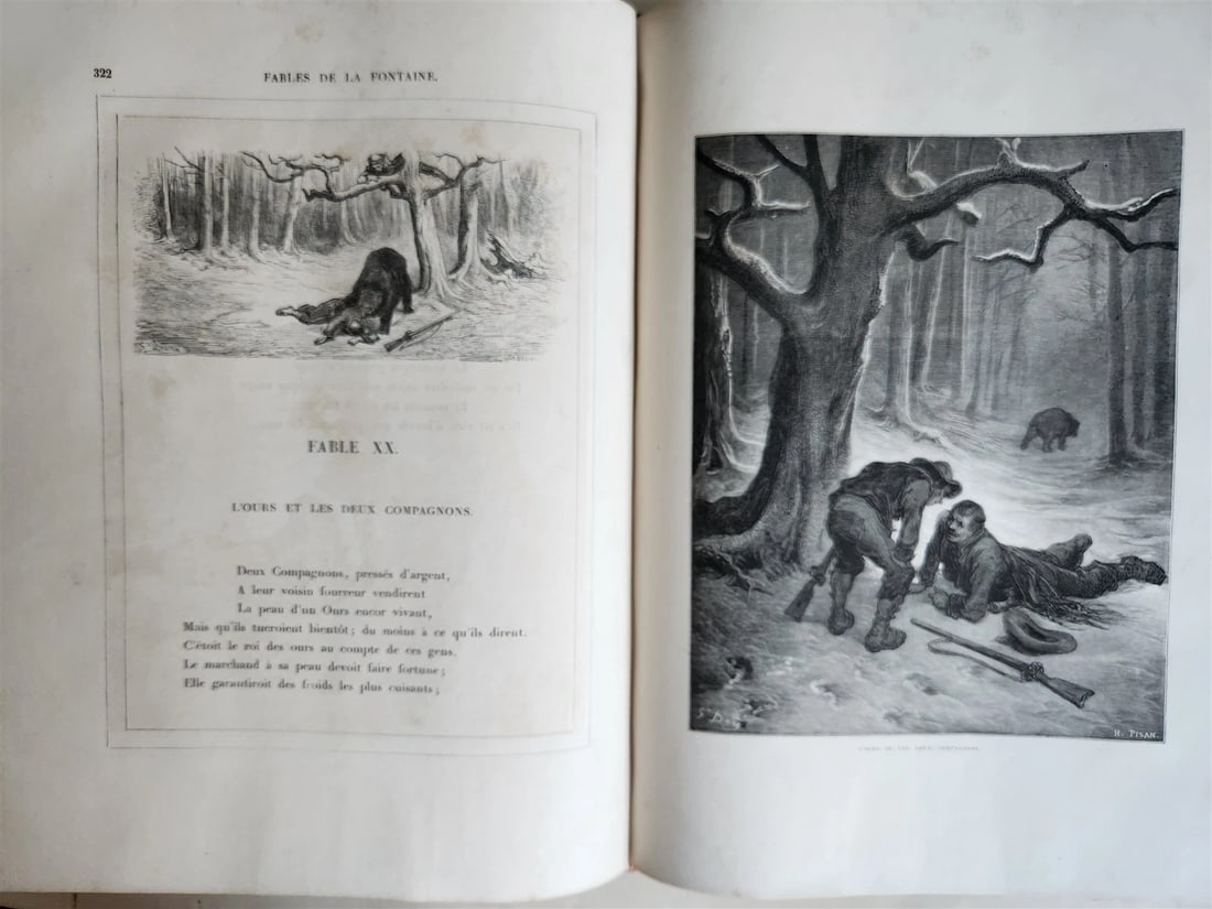 1868 FABLES DE LA FONTAINE antique GUSTAVE DORE ILLUSTRATED MASSIVE FOLIO - 5