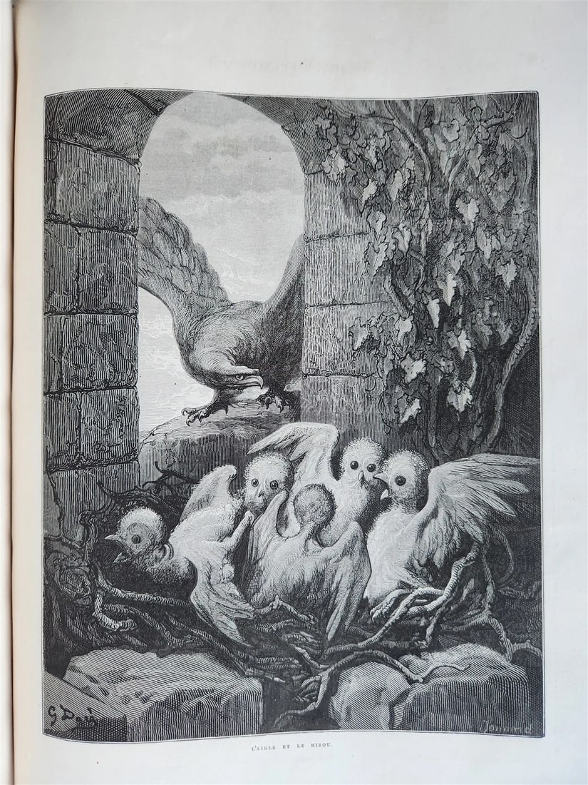 1868 FABLES DE LA FONTAINE antique GUSTAVE DORE ILLUSTRATED MASSIVE FOLIO - 6