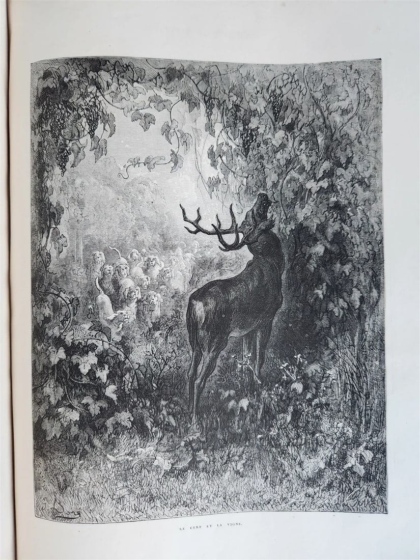 1868 FABLES DE LA FONTAINE antique GUSTAVE DORE ILLUSTRATED MASSIVE FOLIO - 7