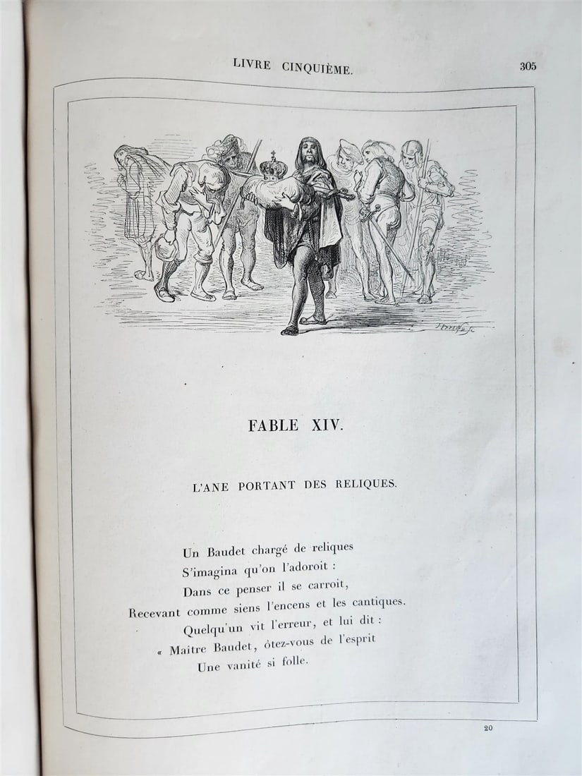 1868 FABLES DE LA FONTAINE antique GUSTAVE DORE ILLUSTRATED MASSIVE FOLIO - 8