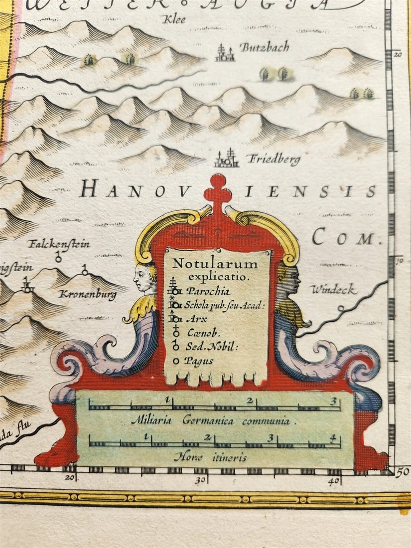 1640 MAP of GERMANY COUNTY of NASSAU by WILLEM BLAEU antique AUTHENTIC - 2