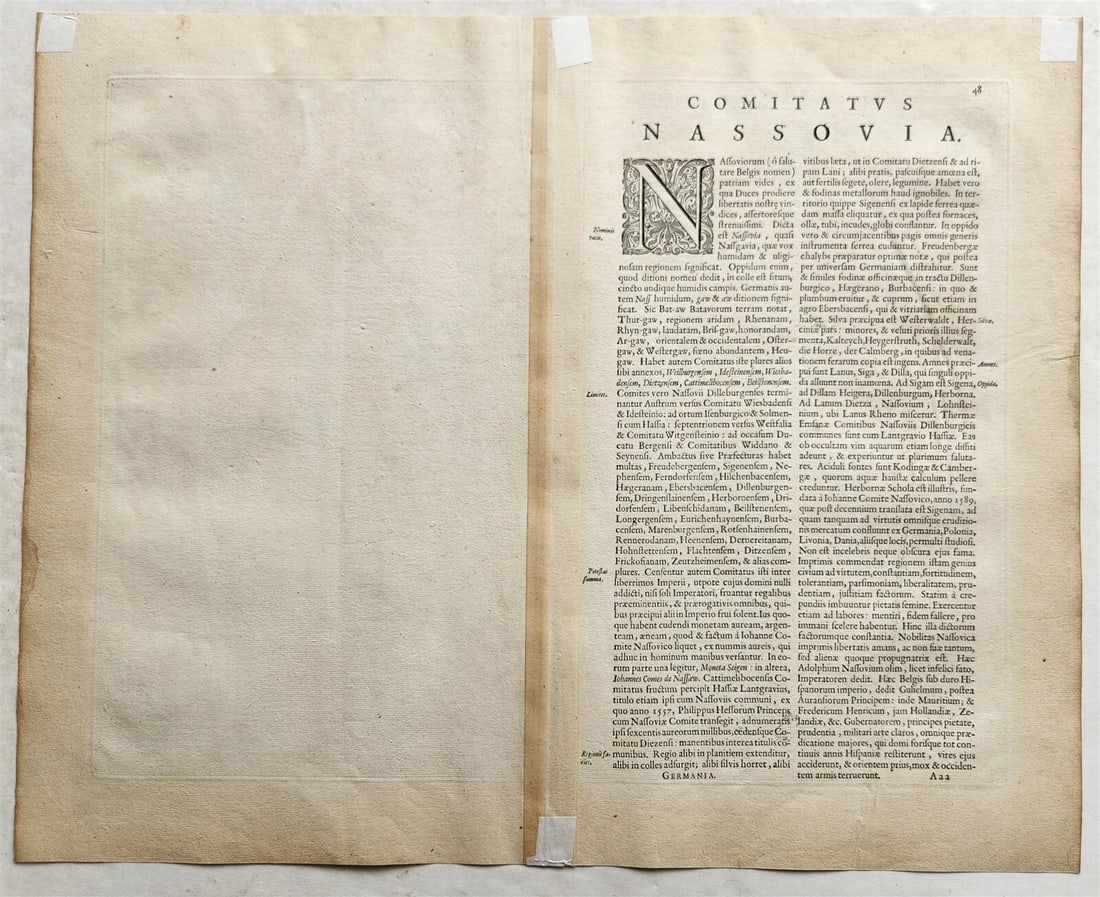 1640 MAP of GERMANY COUNTY of NASSAU by WILLEM BLAEU antique AUTHENTIC - 5