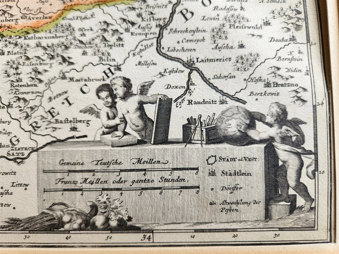 1720s MAP of GERMANY SAXONY by J.B.HOMANN antique AUTHENTIC hand colored - 3