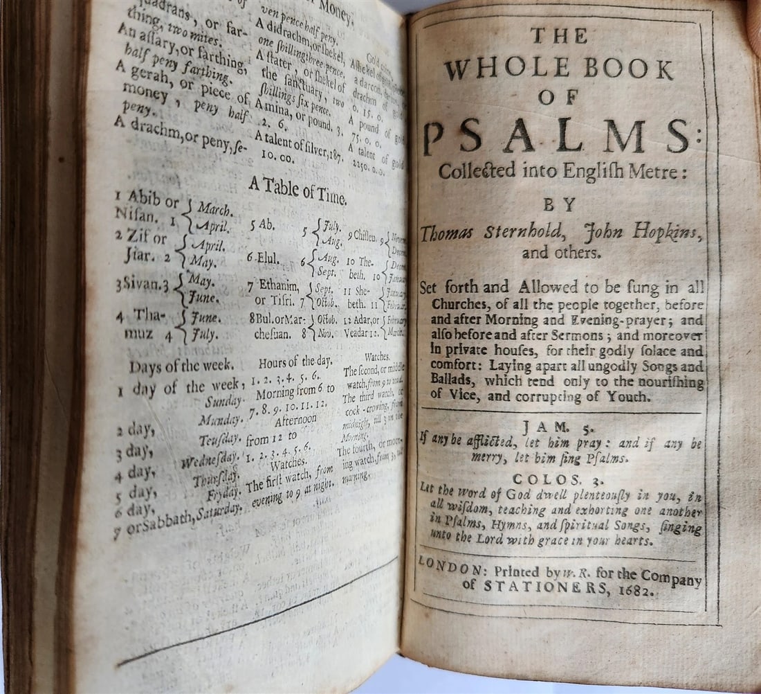 1681 BIBLE in ENGLISH antique OLD & NEW TESTAMENT BINDING w/METAL CORNER PIECES - 5