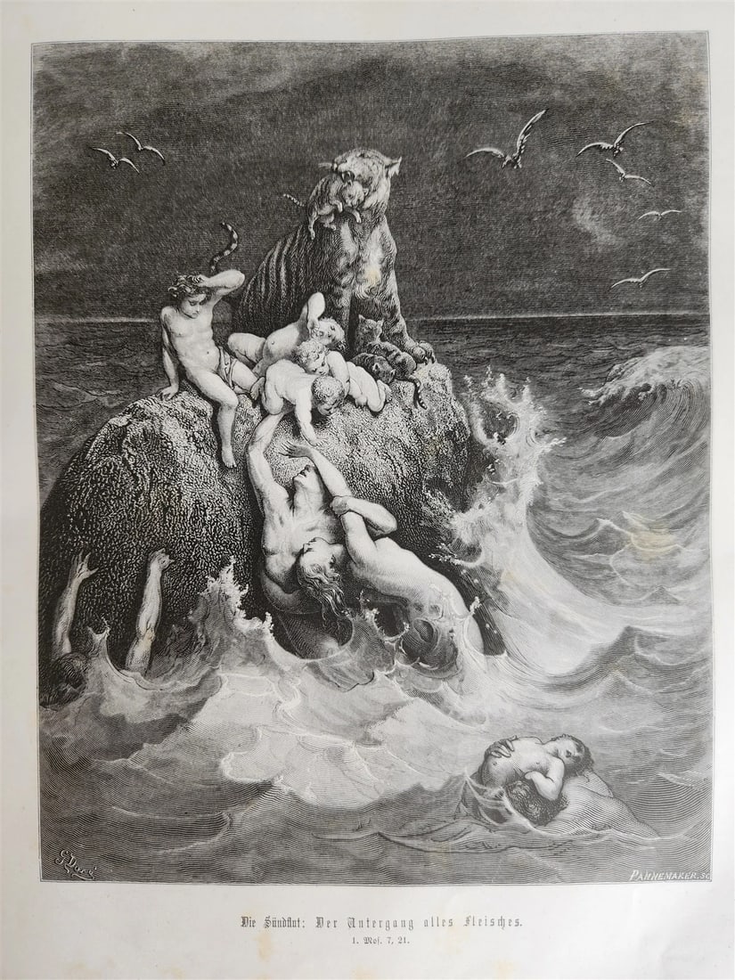 1870s BIBLE GUSTAVE DORE LLUSTRATED 2 VOLUMES MASSIVE FOLIO antique 230 plates - 10