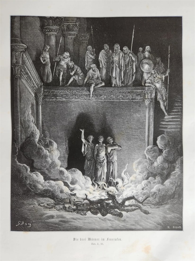1870s BIBLE GUSTAVE DORE LLUSTRATED 2 VOLUMES MASSIVE FOLIO antique 230 plates - 13