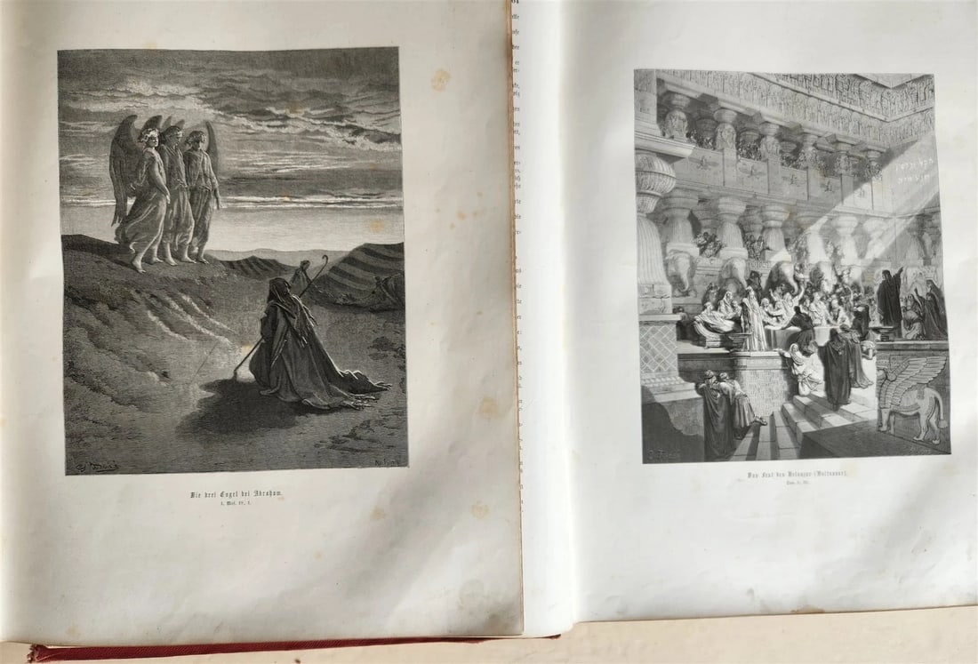 1870s BIBLE GUSTAVE DORE LLUSTRATED 2 VOLUMES MASSIVE FOLIO antique 230 plates - 14