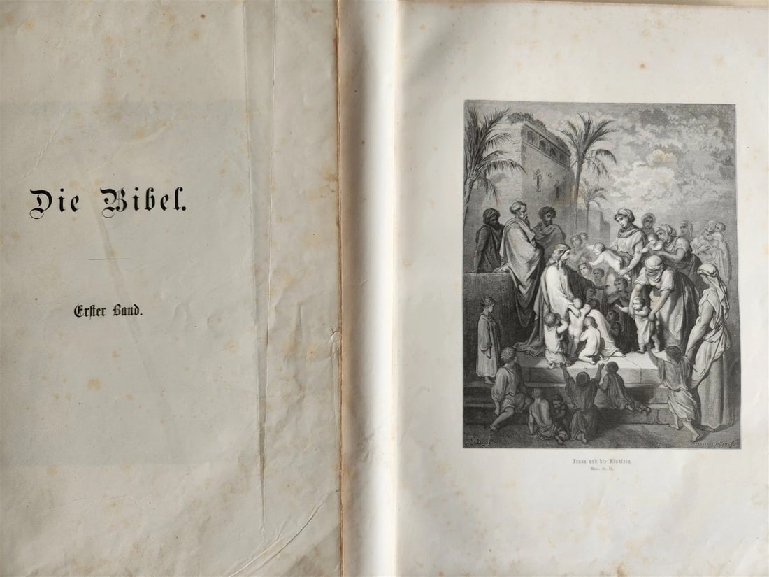 1870s BIBLE GUSTAVE DORE LLUSTRATED 2 VOLUMES MASSIVE FOLIO antique 230 plates - 3