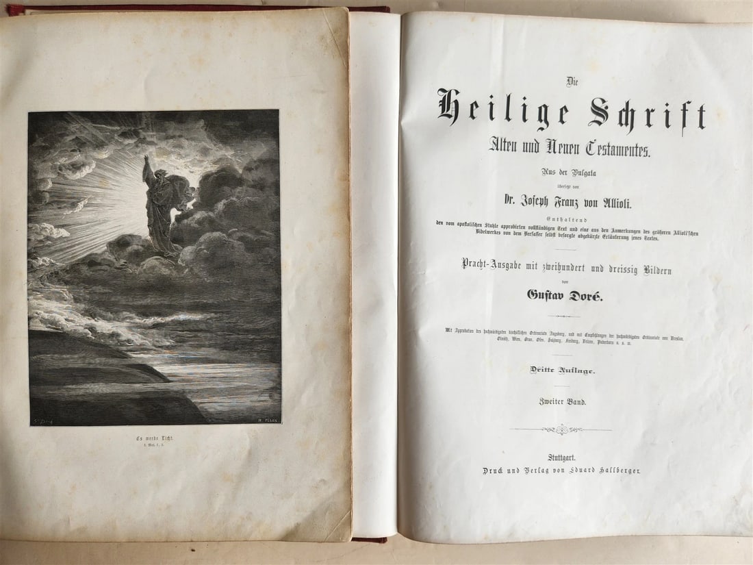 1870s BIBLE GUSTAVE DORE LLUSTRATED 2 VOLUMES MASSIVE FOLIO antique 230 plates - 4