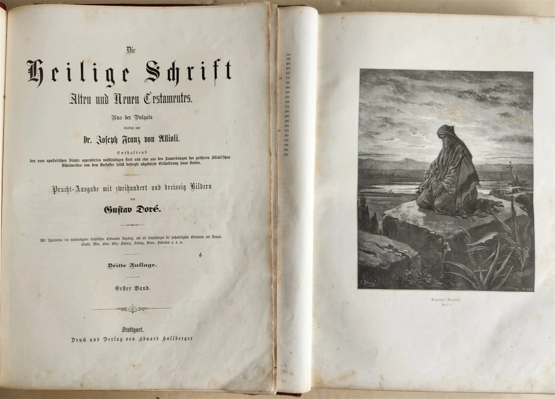 1870s BIBLE GUSTAVE DORE LLUSTRATED 2 VOLUMES MASSIVE FOLIO antique 230 plates - 5