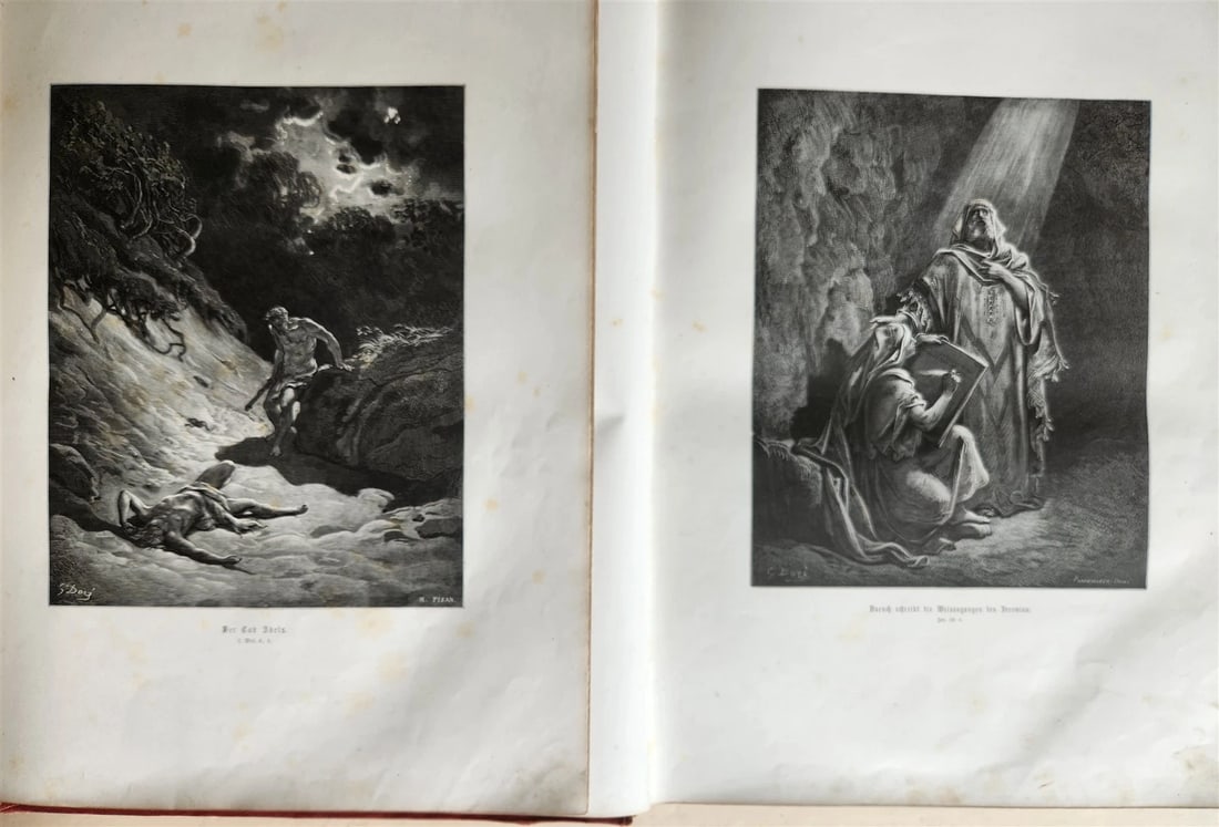 1870s BIBLE GUSTAVE DORE LLUSTRATED 2 VOLUMES MASSIVE FOLIO antique 230 plates - 8