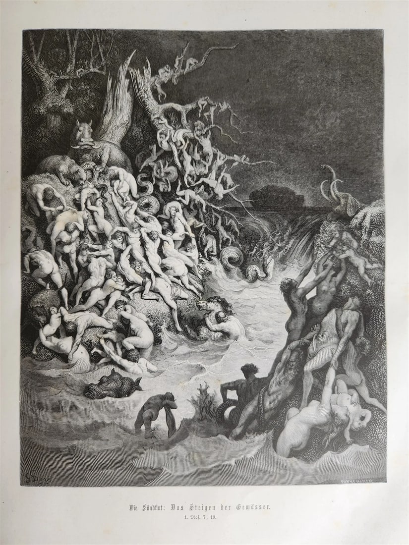 1870s BIBLE GUSTAVE DORE LLUSTRATED 2 VOLUMES MASSIVE FOLIO antique 230 plates - 9