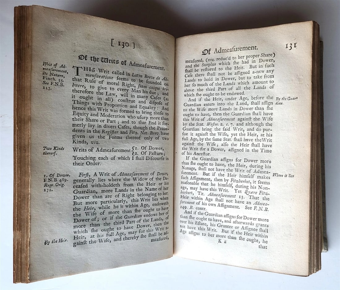 1732 ENGLISH LAWYER Shewing Nature & Forms of Original Writs by W. BOHUM antique - 4