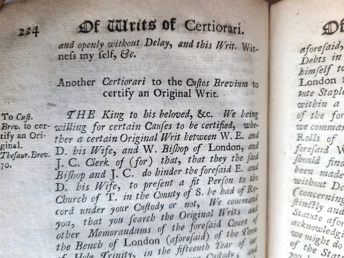1732 ENGLISH LAWYER Shewing Nature & Forms of Original Writs by W. BOHUM antique - 5