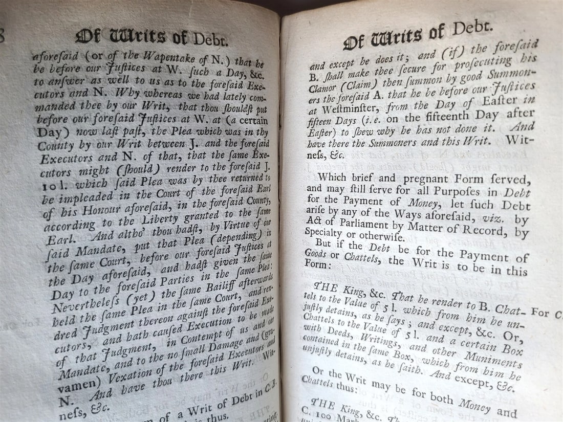 1732 ENGLISH LAWYER Shewing Nature & Forms of Original Writs by W. BOHUM antique - 6