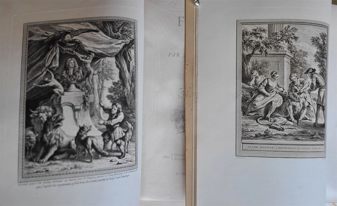 1886-87 FABLES DE LA FONTAINE ILLUSTRATED 4 FOLIO VOLUMES antique in FRENCH - 5