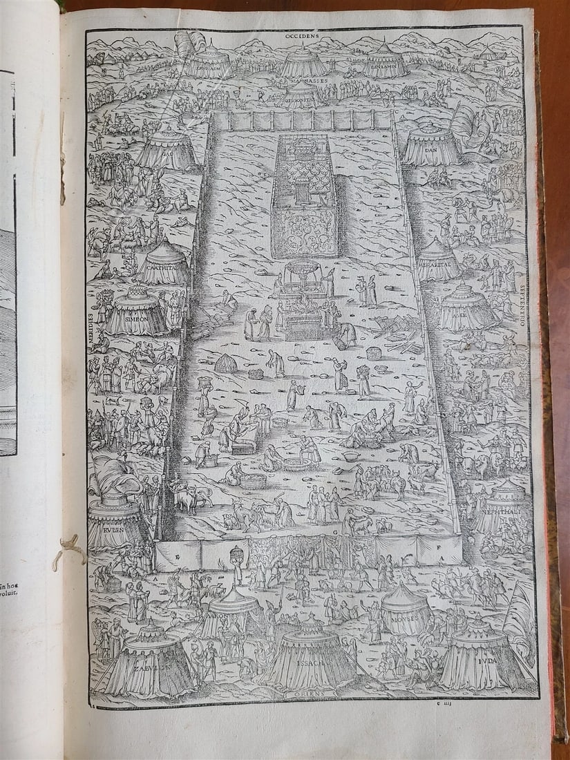 1573 BIBLE in LATIN ILLUSTRATED 3 LARGE FOLIO VOLUMES 16th century ANTIQUE - 19