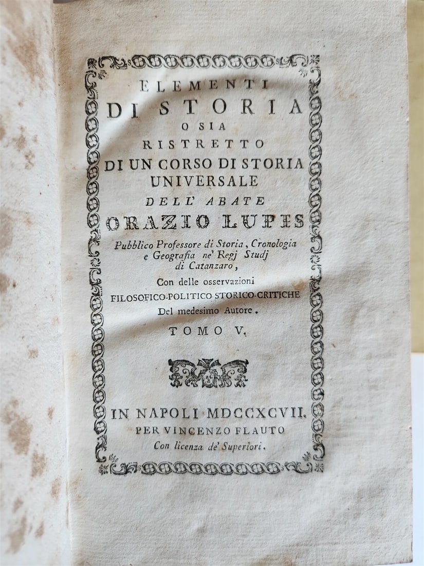1794-1805 UNIVERSAL HISTORY by ORAZIO LUPIS 6 VOLUMES antique VELLUM BINDING - 9