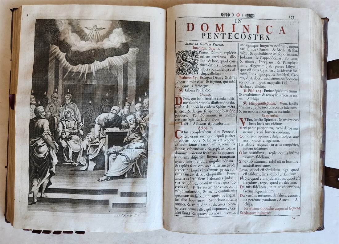 1743 MISSALE ROMANUM antique NICELY DECORATED FOLIO illustrated - 5