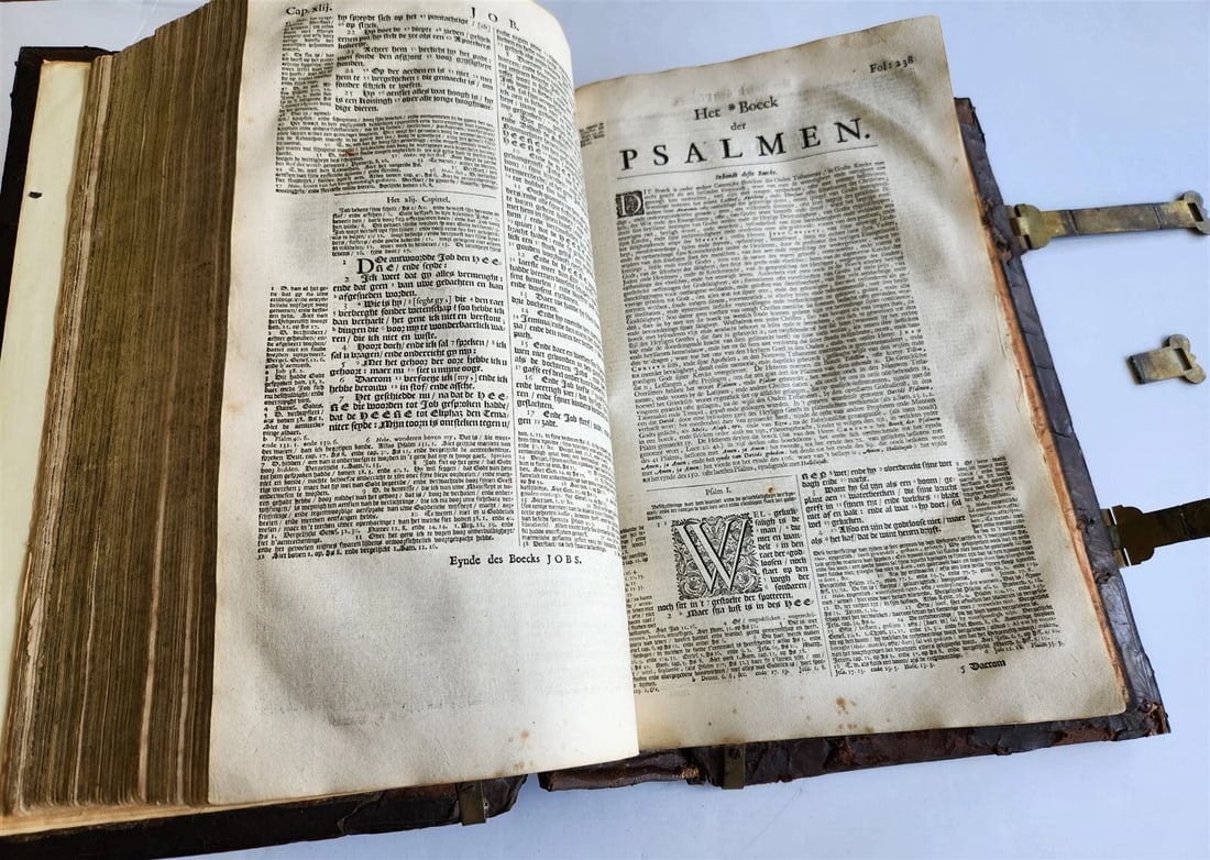 1702 BIBLE in DUTCH MASSIVE FOLIO antique ILLUSTRATED w/6 MAPS incl. WORLD'S MAP - 11