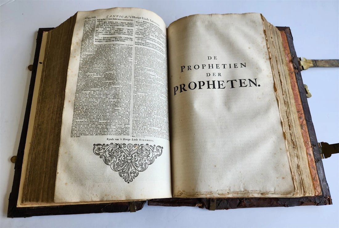1702 BIBLE in DUTCH MASSIVE FOLIO antique ILLUSTRATED w/6 MAPS incl. WORLD'S MAP - 12