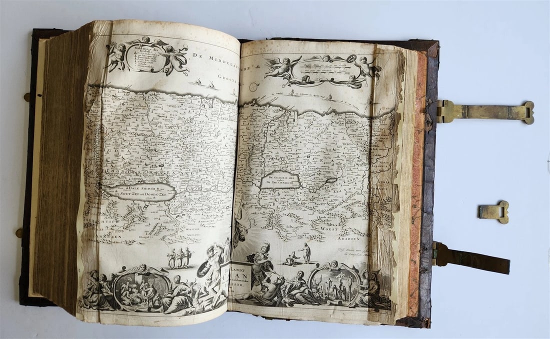 1702 BIBLE in DUTCH MASSIVE FOLIO antique ILLUSTRATED w/6 MAPS incl. WORLD'S MAP - 15