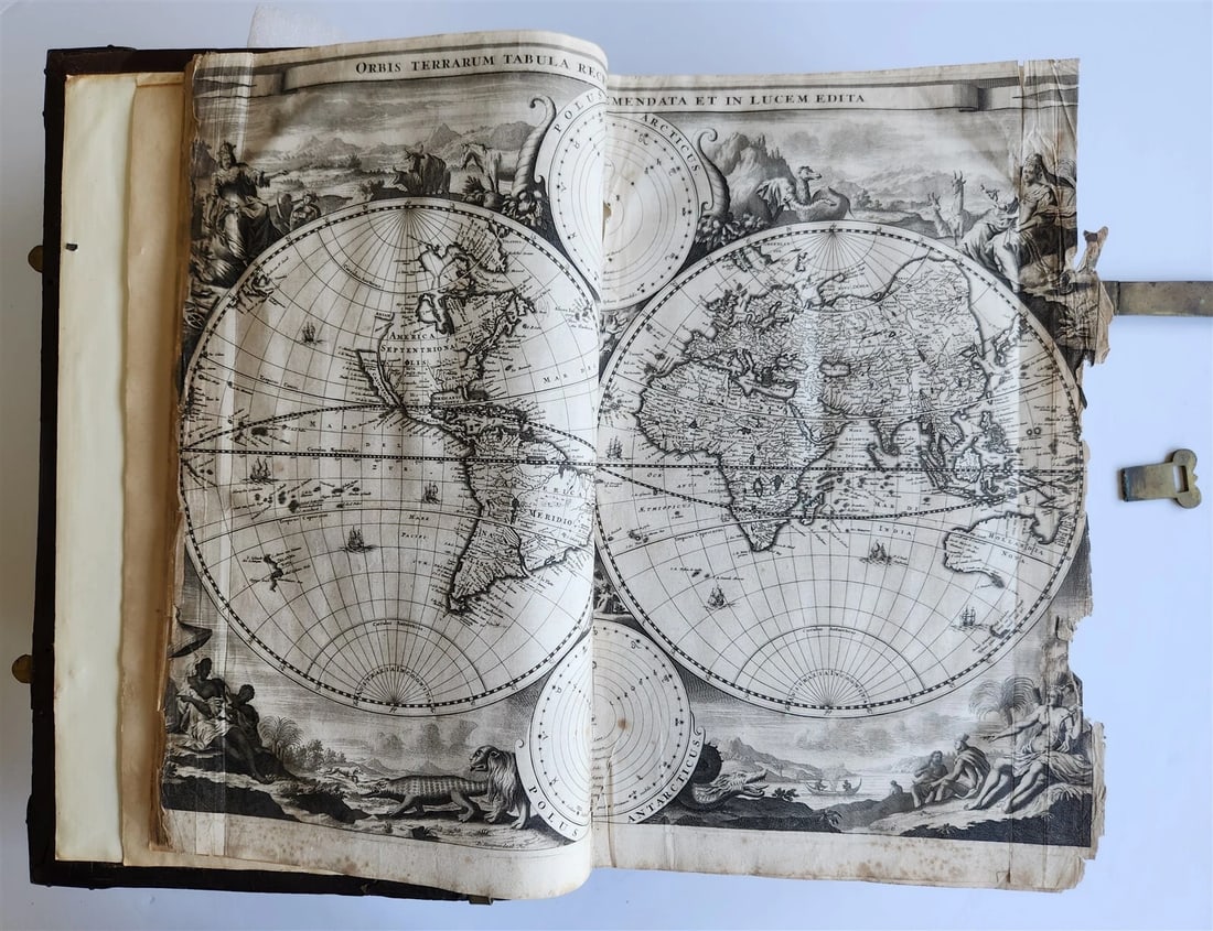 1702 BIBLE in DUTCH MASSIVE FOLIO antique ILLUSTRATED w/6 MAPS incl. WORLD'S MAP - 5