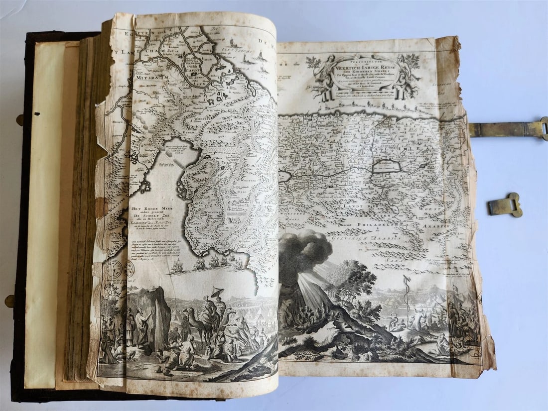1702 BIBLE in DUTCH MASSIVE FOLIO antique ILLUSTRATED w/6 MAPS incl. WORLD'S MAP - 9