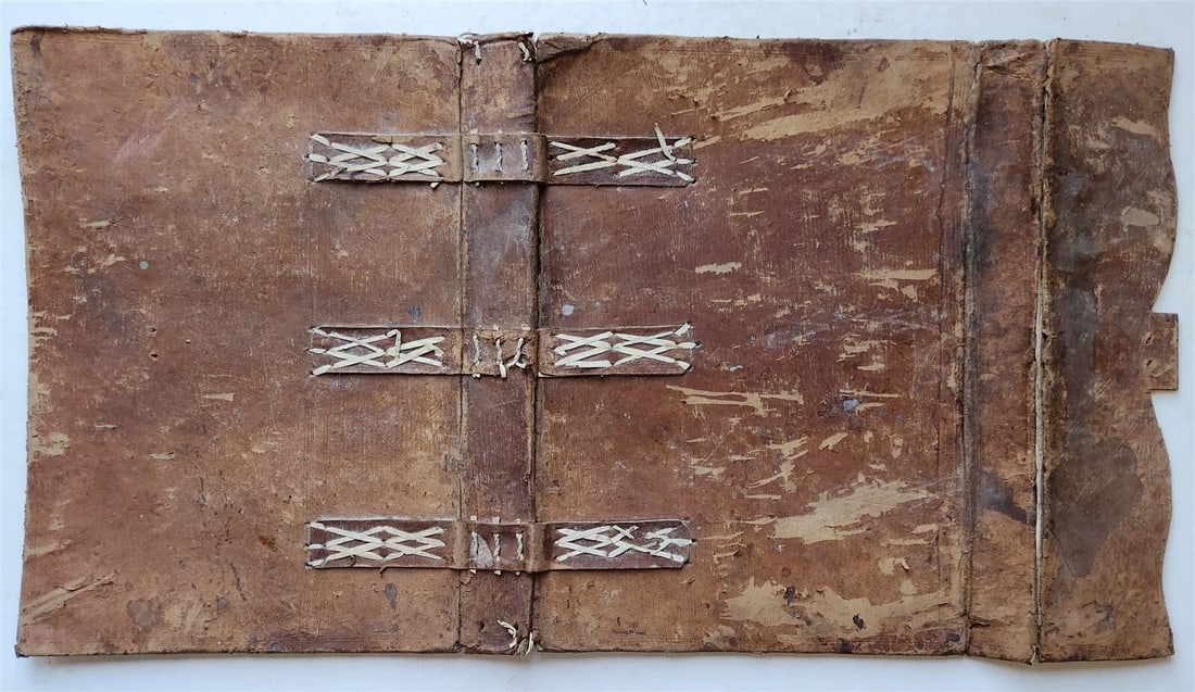 16th-17th CENTURY LARGE FOLIO BINDING antique LEATHER 12.5 by 18 inches - 10
