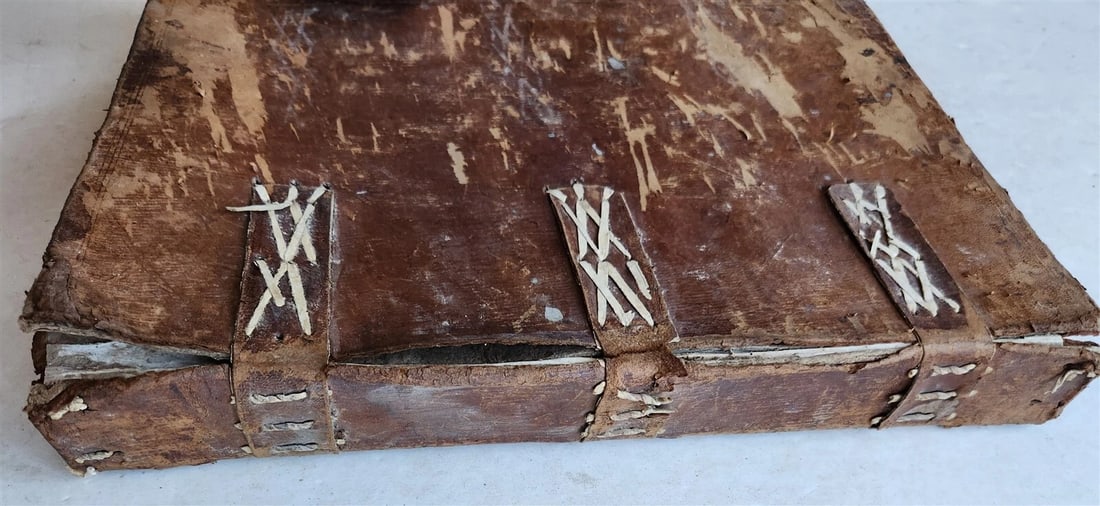 16th-17th CENTURY LARGE FOLIO BINDING antique LEATHER 12.5 by 18 inches - 11