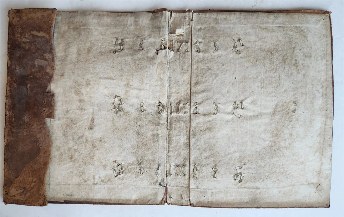 16th-17th CENTURY LARGE FOLIO BINDING antique LEATHER 12.5 by 18 inches - 3