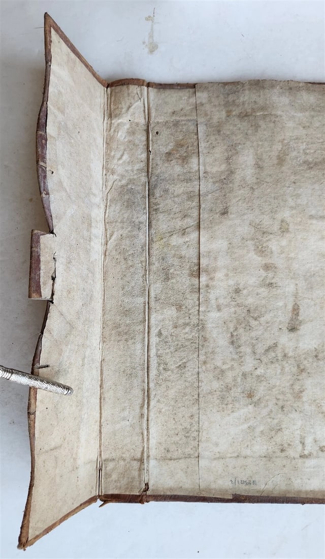 16th-17th CENTURY LARGE FOLIO BINDING antique LEATHER 12.5 by 18 inches - 4