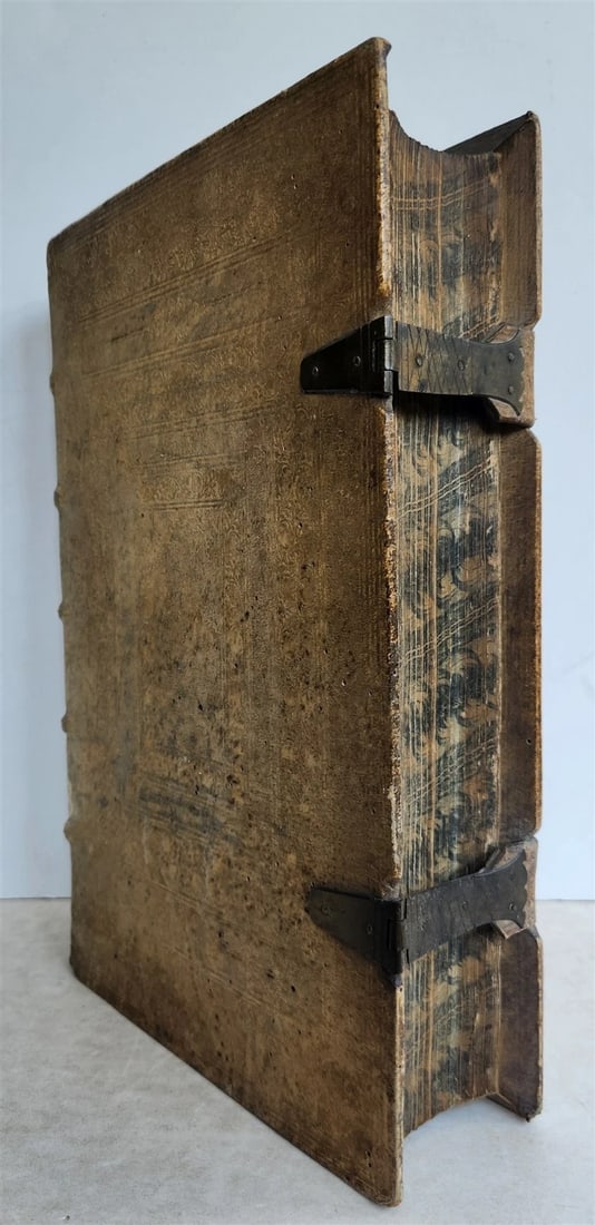 1720 COMMENTARIA in duodecim PROPHETAS MINORES PIGSKIN BOUND FOLIO antique - 3