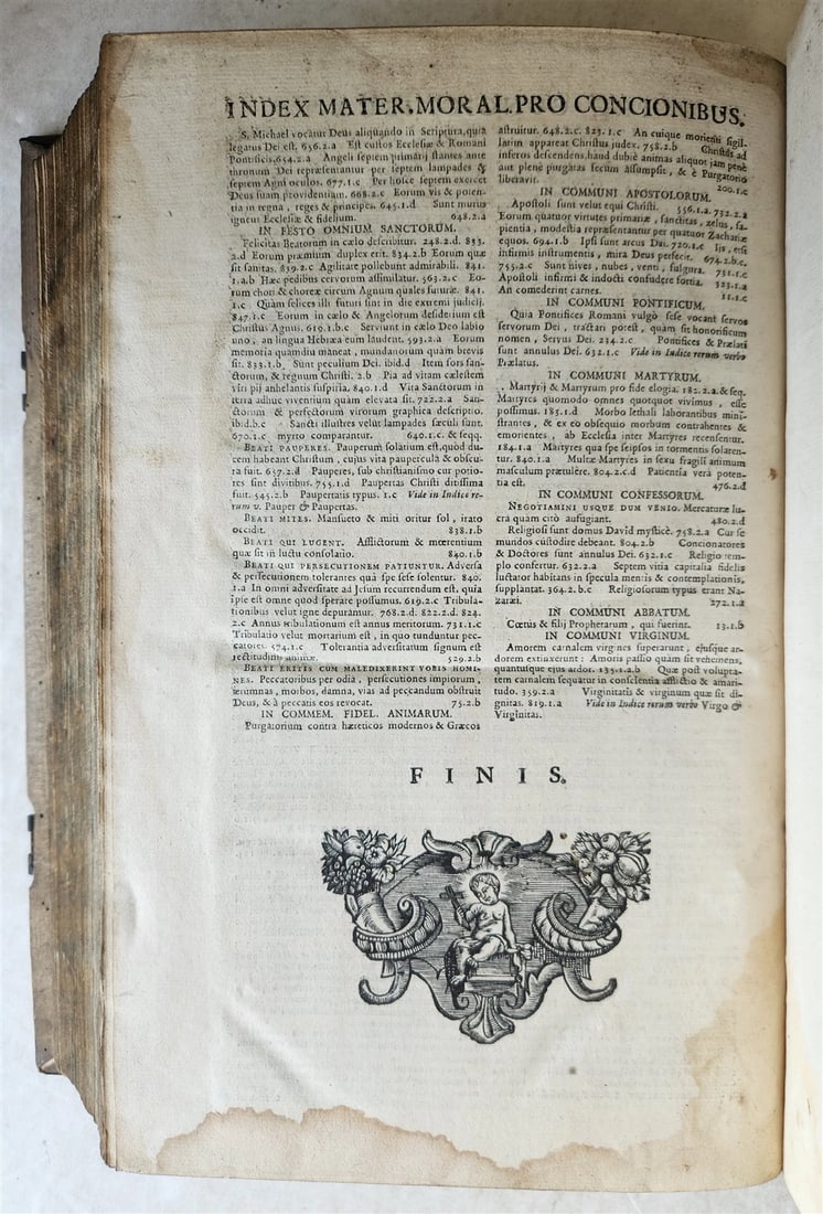 1720 COMMENTARIA in duodecim PROPHETAS MINORES PIGSKIN BOUND FOLIO antique - 9