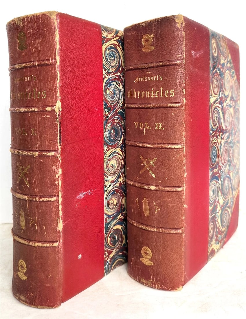 1868 FROISSART CHRONICLES of ENGLAND FRANCE SPAIN 2 VOLUMES antique ILLUSTRATED: Title: 1868 FROISSART CHRONICLES of ENGLAND FRANCE SPAIN 2 VOLUMES antique ILLUSTRATED Description: Chronicles of England, France, Spain, and the adjoining countries. By Sir JOHN FROISSART Translated