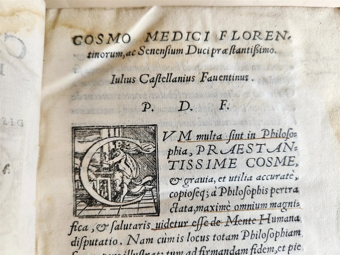1567 ARISTOTLE COMMENTARY antique PIGSKIN BINDING w/ CLASPS rare 16th CENTURY - 5