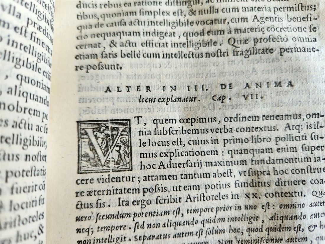 1567 ARISTOTLE COMMENTARY antique PIGSKIN BINDING w/ CLASPS rare 16th CENTURY - 7