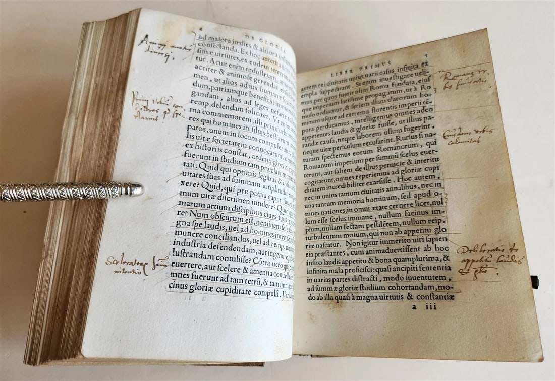 1567 ARISTOTLE COMMENTARY antique PIGSKIN BINDING w/ CLASPS rare 16th CENTURY - 8